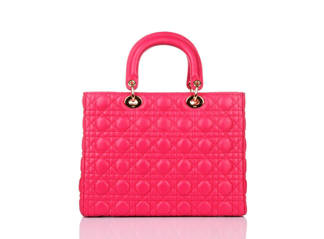 replica jumbo lady dior lambskin leather bag 6322 rosered with gold hardware